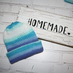 🤍 BLUE + WHITE STRIPED BEANIE · TODDLER 🤍 *
